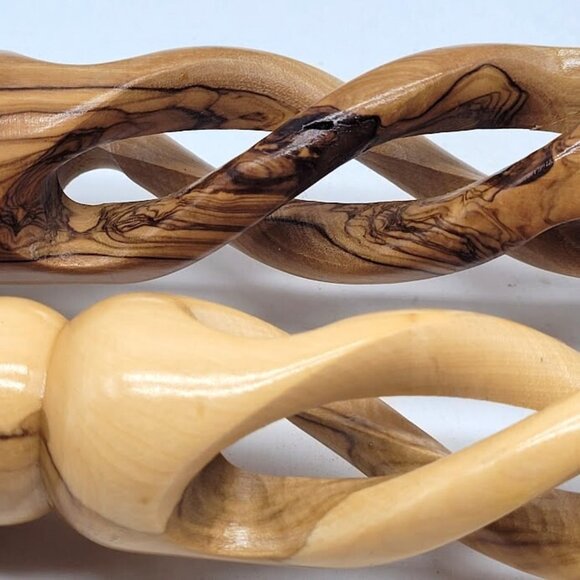 Hand Turned Olive Wood Candle Holders Set2 Rustic Luxury Decor Holy Land Holiday - Picture 9 of 11